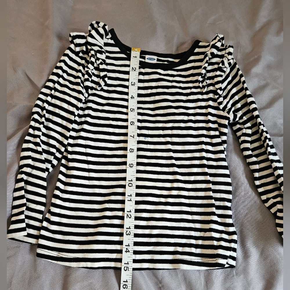 Old Navy Ruffled Shoulder Striped Long-sleeved Shirt